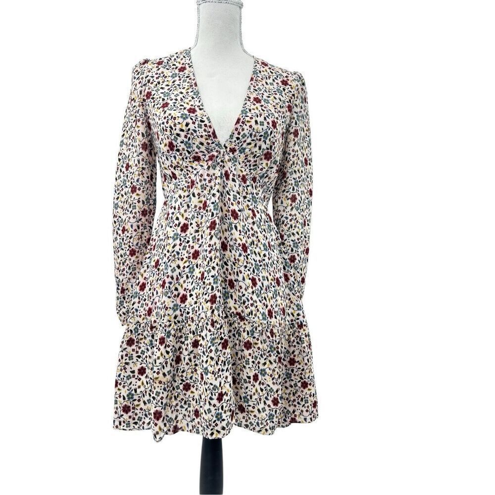 A.L.C 100 silk long sleeve floral dress size 2